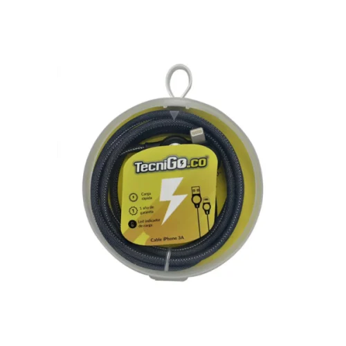 Cable Tipo Iphone Usb-Lightning 3A Negro TECNIGO