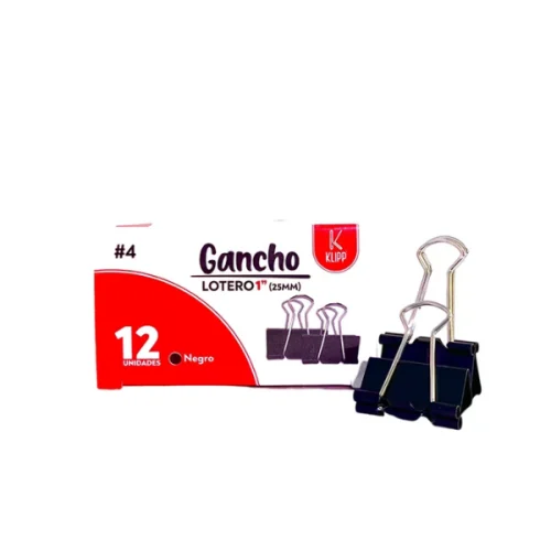 Gancho lotero 1" 25mm 12 unidades negro KLIPP